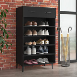Scarpiera Salvaspazio, Portascarpe Nera 60x35x105 cm in Legno Multistrato Vidaxl