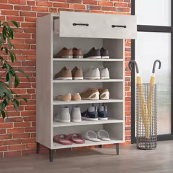 vidaXL Scarpiera Grigio Cemento 60x35x105 cm in Legno Multistrato - Vista aggiuntiva 3