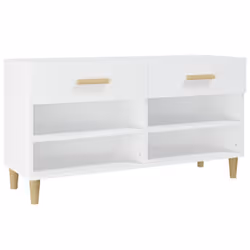 vidaXL Scarpiera Bianca 102x35x55 cm in Legno Multistrato - Vista aggiuntiva 2