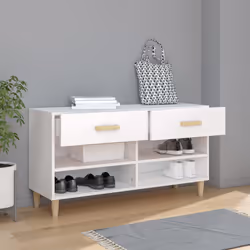 vidaXL Scarpiera Bianca 102x35x55 cm in Legno Multistrato - Vista aggiuntiva 3