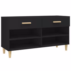 vidaXL Scarpiera Nera 102x35x55 cm in Legno Multistrato - Vista aggiuntiva 2