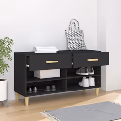 vidaXL Scarpiera Nera 102x35x55 cm in Legno Multistrato - Vista aggiuntiva 3