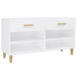 vidaXL Scarpiera Bianco Lucido 102x35x55 cm in Legno Multistrato - Vista aggiuntiva 2
