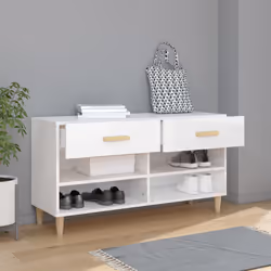 vidaXL Scarpiera Bianco Lucido 102x35x55 cm in Legno Multistrato - Vista aggiuntiva 3
