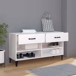 vidaXL Scarpiera Bianca 102x35x55 cm in Legno Multistrato - Vista aggiuntiva 3