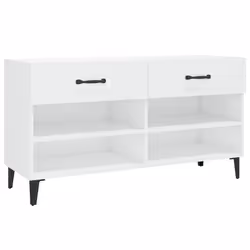vidaXL Scarpiera Bianco Lucido 102x35x55 cm in Legno Multistrato - Vista aggiuntiva 2
