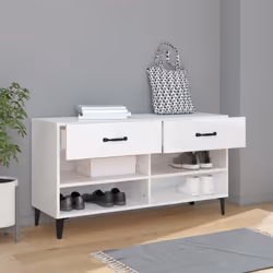 vidaXL Scarpiera Bianco Lucido 102x35x55 cm in Legno Multistrato - Vista aggiuntiva 3
