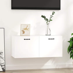 vidaXL Mobile a Parete Bianco Lucido 80x36,5x35 cm Legno Multistrato
