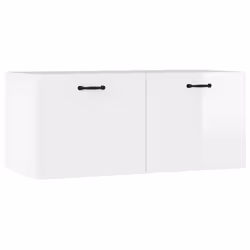 vidaXL Mobile a Parete Bianco Lucido 80x36,5x35 cm Legno Multistrato - Vista aggiuntiva 2