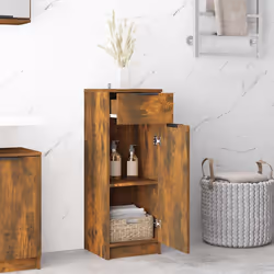 vidaXL Armadietto Bagno Rovere Fumo 32x34x90 cm in Legno Multistrato - Vista aggiuntiva 3