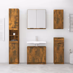 vidaXL Armadietto Bagno Rovere Fumo 64,5x33,5x59 cm Legno Multistrato - Vista aggiuntiva 3