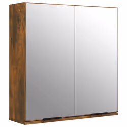 vidaXL Armadietto a Specchio da Bagno Rovere Fumo 64x20x67 cm - Vista aggiuntiva 2