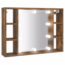 vidaXL Mobile a Specchio con LED Rovere Fumo 76x15x55 cm - Vista aggiuntiva 2