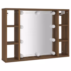 vidaXL Mobile a Specchio con LED Rovere Marrone 76x15x55 cm - Vista aggiuntiva 3