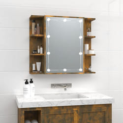 Mobile a Specchio con led Rovere Fumo 70x16,5x60 cm Vidaxl 6258
