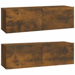 vidaXL Mobili TV Parete 2pz Rovere Fumo 100x30x30 cm Legno Multistrato - Vista aggiuntiva 2