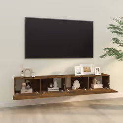 vidaXL Mobili TV Parete 2pz Rovere Fumo 100x30x30 cm Legno Multistrato - Vista aggiuntiva 3