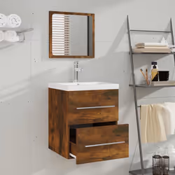 vidaXL Mobile da Bagno con Specchio Rovere Fumo 41x38,5x48 cm - Vista aggiuntiva 3