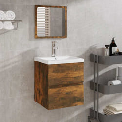 Vidaxl - Armadio da Bagno, Mobile da Bagno con Specchio Rovere Fumo in Legno Multistrato 3553