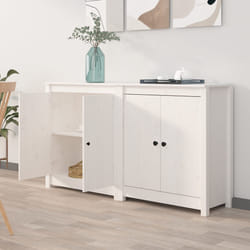 vidaXL Credenze 2 pz Bianco 70x35x80 cm in Legno Massello di Pino