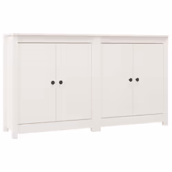vidaXL Credenze 2 pz Bianco 70x35x80 cm in Legno Massello di Pino - Vista aggiuntiva 2