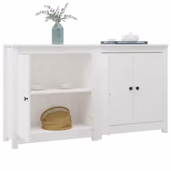 vidaXL Credenze 2 pz Bianco 70x35x80 cm in Legno Massello di Pino - Vista aggiuntiva 3