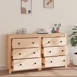 vidaXL Credenza 140x35x80 cm in Legno Massello di Pino - Vista aggiuntiva 3