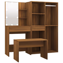 Set Tavolo da Toeletta con LED Rovere Marrone Legno Multistratocod mxl 93075 - Vista aggiuntiva 2