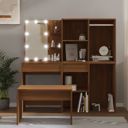 Set Tavolo da Toeletta con LED Rovere Marrone Legno Multistratocod mxl 93075 - Vista aggiuntiva 3