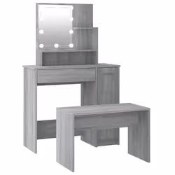 vidaXL Set Tavolo da Toeletta con LED Grigio Sonoma Legno Multistrato - Vista aggiuntiva 2