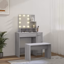 vidaXL Set Tavolo da Toeletta con LED Grigio Sonoma Legno Multistrato - Vista aggiuntiva 3