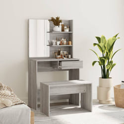 Set Tavolo da Toletta con sgabello 74-5x40x141 cm disponibili vari colori colore : Grigio
