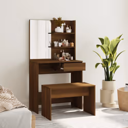 Set Tavolo da Toeletta Rovere Marrone 74,5x40x141 cmcod mxl 73593