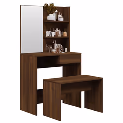 Set Tavolo da Toeletta Rovere Marrone 74,5x40x141 cmcod mxl 73593