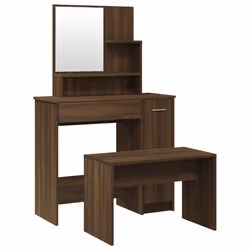 vidaXL Set Tavolo da Toeletta Rovere Marrone 86,5x35x136 cm - Vista aggiuntiva 2
