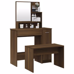 vidaXL Set Tavolo da Toeletta Rovere Marrone 86,5x35x136 cm - Vista aggiuntiva 3