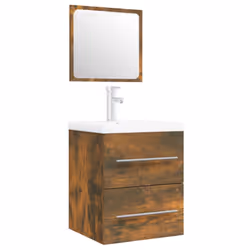 vidaXL Mobile Bagno con Lavabo Integrato Rovere Fumo Legno Multistrato - Vista aggiuntiva 2