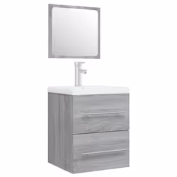 vidaXL Mobile Bagno e Lavabo Integrato Grigio Sonoma Legno Multistrato - Vista aggiuntiva 2