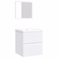 vidaXL Mobile da Bagno con Lavabo e Specchio Bianco - Vista aggiuntiva 2