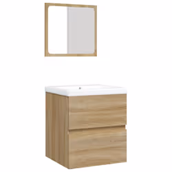 vidaXL Mobile da Bagno con Lavabo e Specchio Rovere Sonoma - Vista aggiuntiva 2