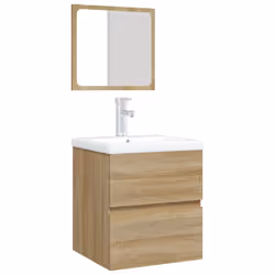 vidaXL Mobile da Bagno con Lavabo e Specchio Rovere Sonoma - Vista aggiuntiva 3