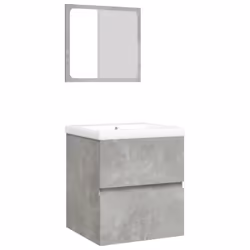 vidaXL Mobile da Bagno con Lavabo e Specchio Grigio Cemento - Vista aggiuntiva 2