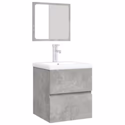 vidaXL Mobile da Bagno con Lavabo e Specchio Grigio Cemento - Vista aggiuntiva 3