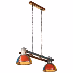 Questa lampada a sospensione, con una lunghezza complessiva di 111 cm e un diametro di 29 cm per ciascun paralume, mette sicu ...