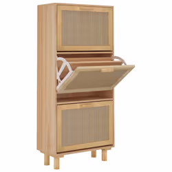 vidaXL Scarpiera Marrone 52x25x115 Legno Multistrato e Rattan Naturale - Vista aggiuntiva 2