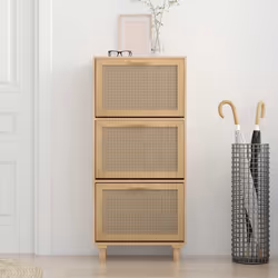 vidaXL Scarpiera Marrone 52x25x115 Legno Multistrato e Rattan Naturale - Vista aggiuntiva 3