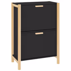 vidaXL Scarpiera Nera 57,5x33x80 cm in Legno Multistrato - Vista aggiuntiva 2