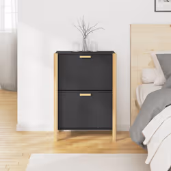 vidaXL Scarpiera Nera 57,5x33x80 cm in Legno Multistrato - Vista aggiuntiva 3