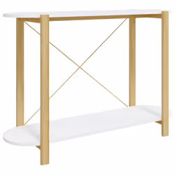 vidaXL Tavolino Consolle Bianco 110x38x75 cm in Legno Multistrato - Vista aggiuntiva 2