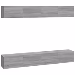 vidaXL Mobili Porta TV a Parete 4 pz Grigio Sonoma 100x30x30 cm - Vista aggiuntiva 2